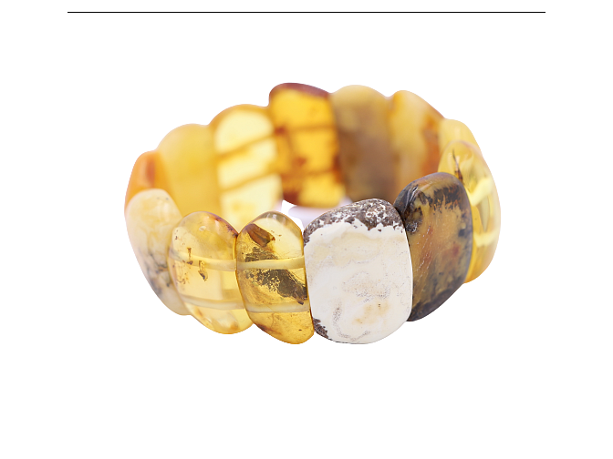 Prabangi natūralaus Baltijos gintaro poliruota apyrankė įvairių splavų